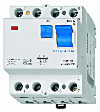 Prúdový chránič 40A, 4-pólový, 30mA, typ AC, 6kA