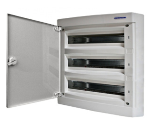 Nástenná rozvodnica IP40 3-radová, 3x18modulov, plné dvere